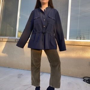 J Jill Navy Blue Button Up Blouse Size L